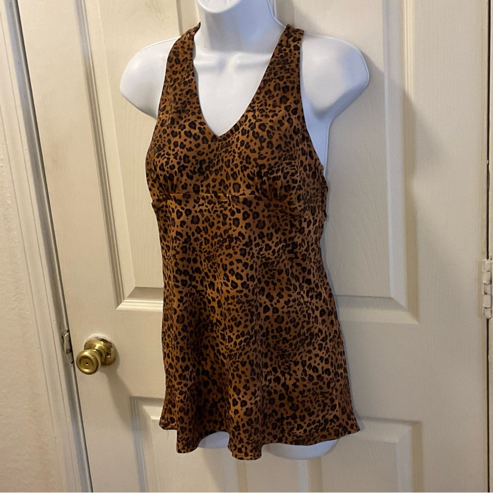 Islander Brown Fitted Tank Top Swim Dress
